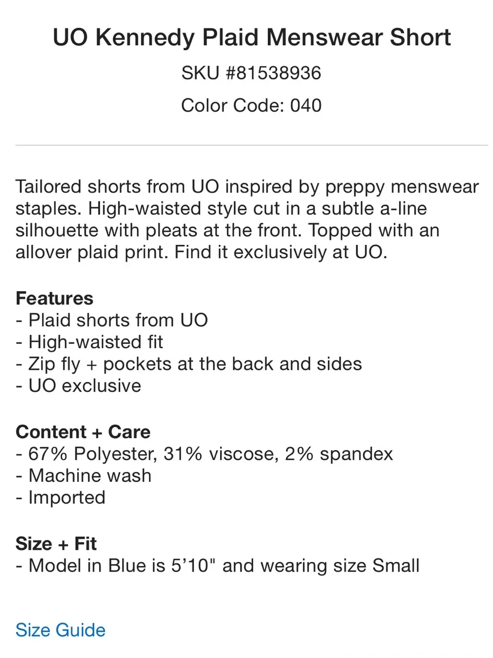 UO Light Blue Plaid High-Waist Shorts
